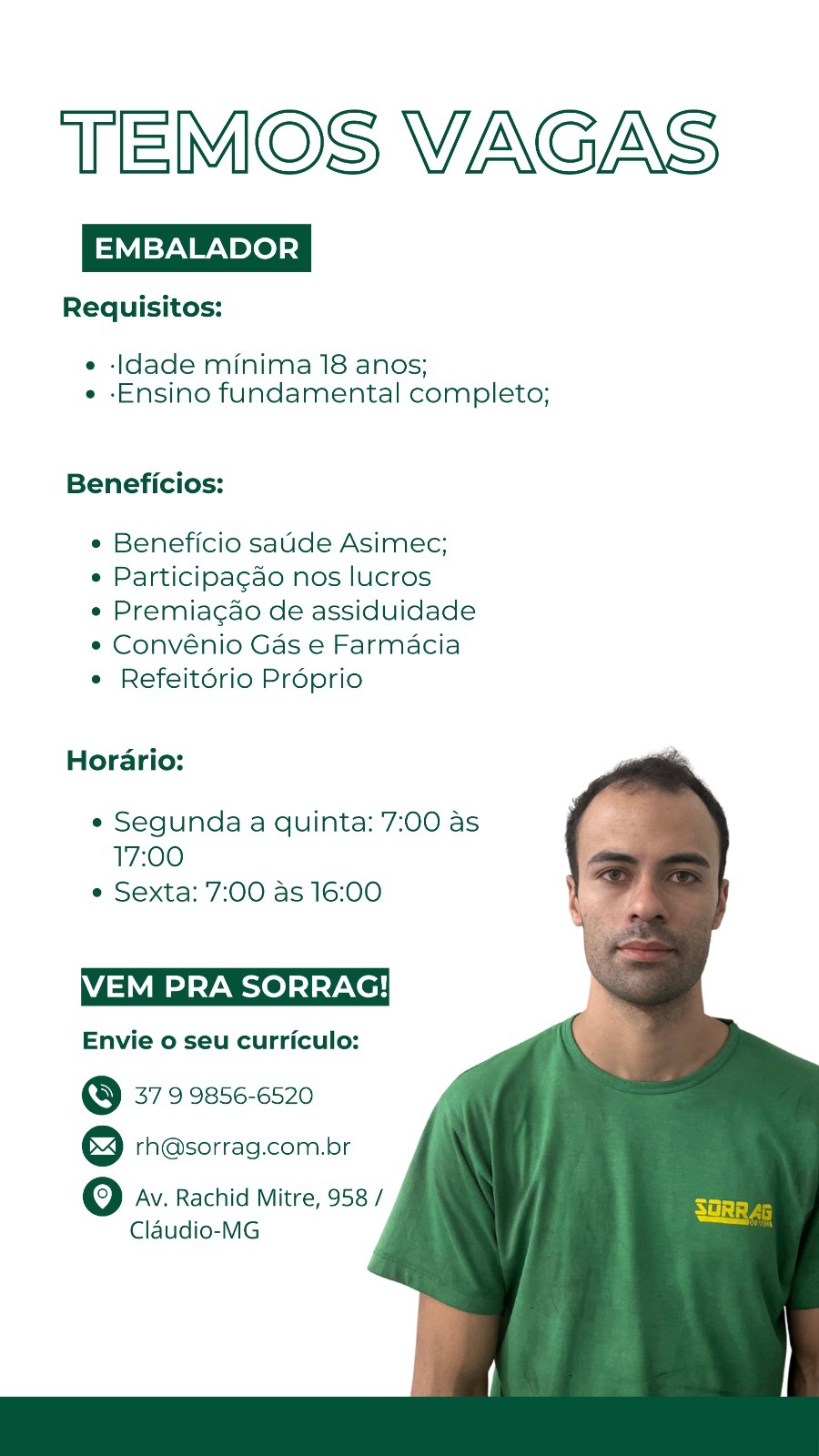 Cartaz da vaga Embalador