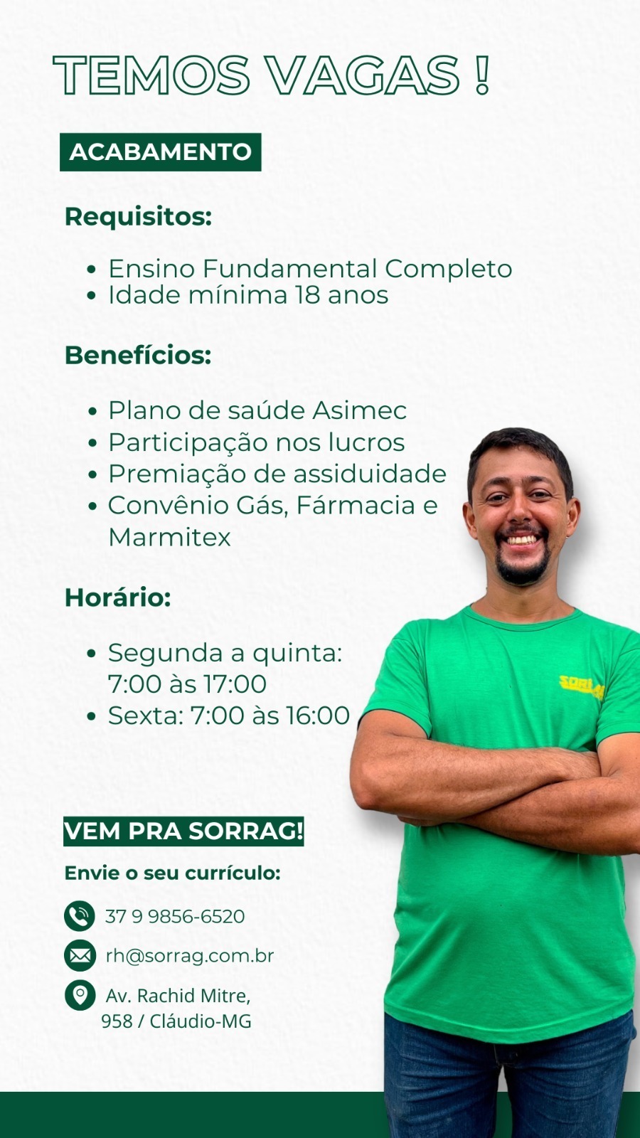Cartaz da vaga Acabamento